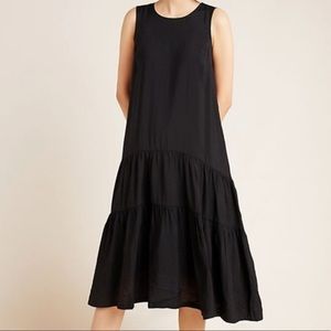 Anthropologie Maeve Marlene Black Tiered Dress, M